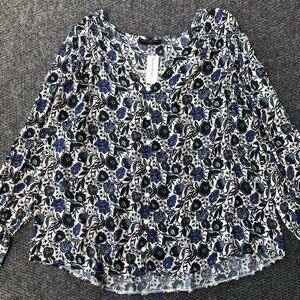 Lane Bryant button front knit and woven blouse size 18/20 floral